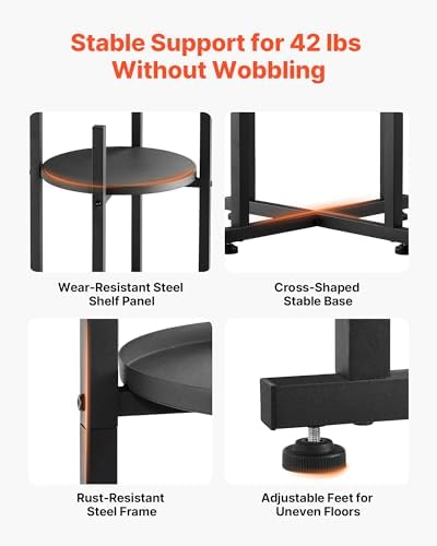 VEVOR Water Dispenser Stand, 5 Gallon Water Jug Stand, Heavy Duty Jug Rack Organizer with Detachable Storage Shelf, Handle, Cross-Shaped Stable Base, for Kitchen, Office, Living Room, Gym, Black