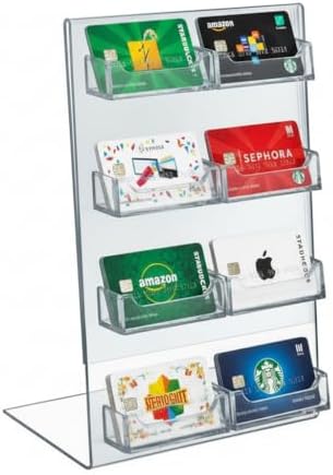 Azar Displays 252048 8.5" W x 11" H Vertical Slanted L-Shape Sign Holder with 8 Gift Card pockets (Pack of 2)
