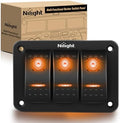 Nilight 3 Gang Rocker Switch Panel w/Orange LED Light 5Pin ON Off Pre-Wired