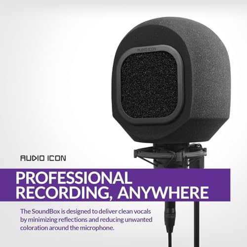 Soundbox Vocal Recording Isolation Booth, Portable Microphone Shield, Pop Filter for Studio-Quality Sound for Singing, Podcasting, Acoustic High-Density Foam Ball, Soundproof Box (Hydrophobic Foam)
