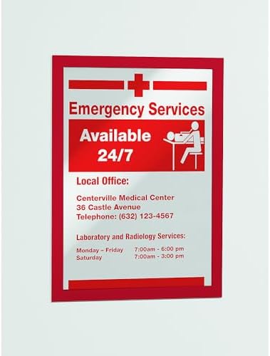 Durable Duraframe Sign Holder, Self-Adhesive, Red, Letter Size, 2 Pack