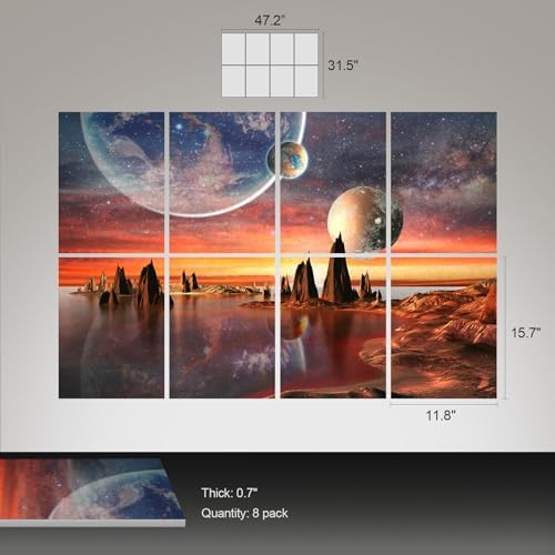 UMIACOUSTICS 8 Pcs 0.7Inch Thick Art Acoustic Panels Twice Thicker to other 0.35 Inch,Total 47.2” x 31.5” Decorative Acoustical Wall Panels for Home, Office, Hotel, Stars Shine-Brightly