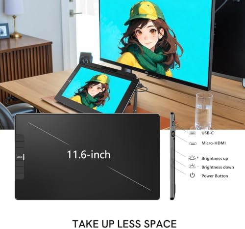 VEIKK VK1200 V3 11.6" Drawing Tablet with Screen,Adjustable Stand