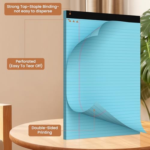 5pcs Legal Pads 8.5 x 11, Perforated Color Notepad 8.5x11, 50Sheets/Pad