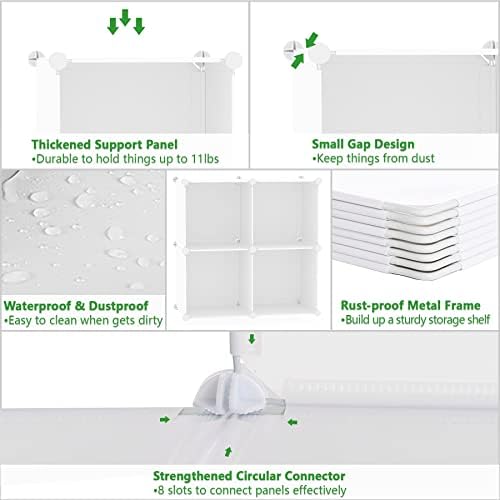 C&AHOME Plastic Cube Storage Organizer, 4-Cube Shelves Units, Milky