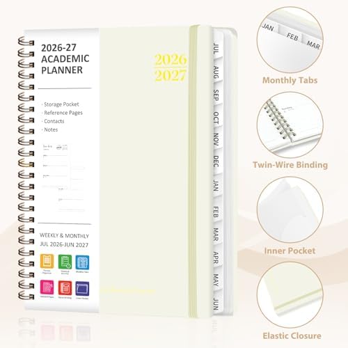 Planner 2026-2027, Weekly and Monthly Academic Planner, July 2026 - June 2027, Hardcover Calendar Agenda Book for School Year Planning, School Supplies for Teacher and Student, A5(6.3'' x 8.5'')