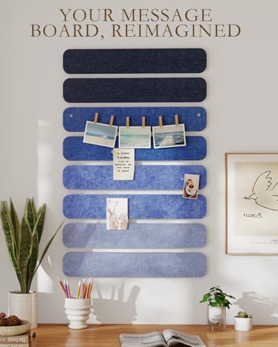 JBER Felt Strip Board 13" x 2", 8 Pack Cork Board Alternative, Denim Haze