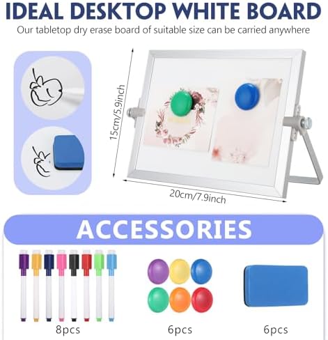 AmazingSpark 6 Pcs Small Dry Erase White Board with Stand 6 x 8'', White