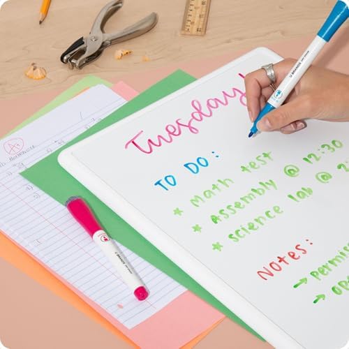 U Brands Dry Erase Markers Medium Tip Set, 12 Pack, Assorted Colors, Whiteboard Pens with Medium Point and Built In Eraser Caps, Low Odor Ink, Dry Erase Markers For Classroom, Office, Or Home