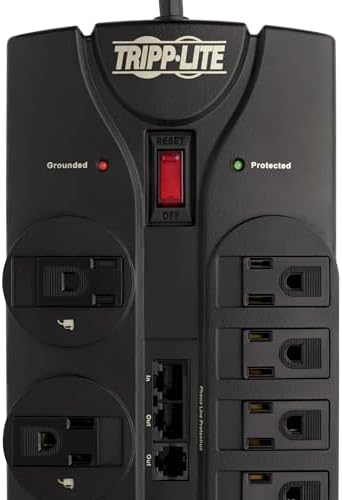 Eaton Tripp Lite TLP1208SAT Home Theater Surge Protector Power Strip,12 Outlets,Flat Plug 8ft Extension Cord,2880 Joules Coax,RJ11 & RJ45 Port for Phone,TV,WiFi Router& Ethernet Protection,(Pack of 6)