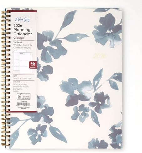 Blue Sky 2026 Weekly & Monthly Planner Calendar, 8.5"x11", Bakah Blue
