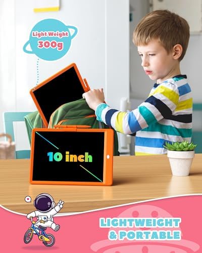 ORSEN LCD Writing Tablet 10 Inch, Colorful Doodle Board Drawing Tablet, Erasable Reusable Writing Pad, Educational for 3-8 Year Old Girls Boys(Orange)