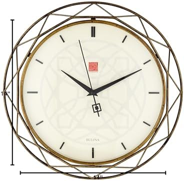 Bulova Clocks C4834 Luxfer Prism 14 Inch Frank Lloyd Wright Inspired Wall Clock
