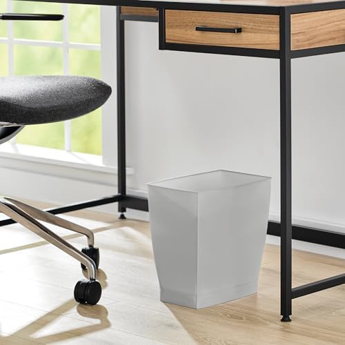 iDesign Small Plastic Bathroom Trash Can, Slim Rectangle, 2-Pack, Gray