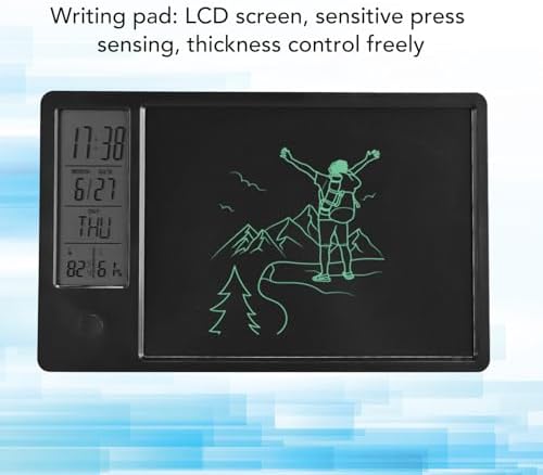 LCD Writing Tablet, 10 Inch Erasable Electronic Doodle Board with Digital Clock Calendar, Rechargeable Electronic Drawing Writing Board for Office Business and Home (Black)