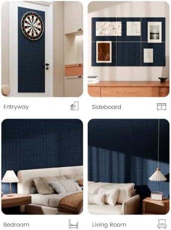 Bumusty 36" x 24" Large Cork Board Alternative, Carbon Blue