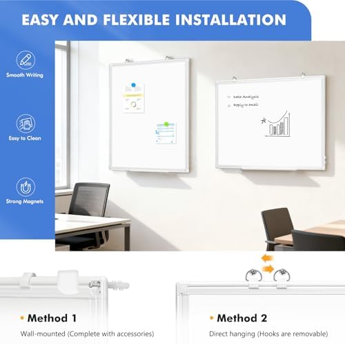 Double-Sided White Board Dry Erase Magnetic Whiteboard Wall 24x18, White