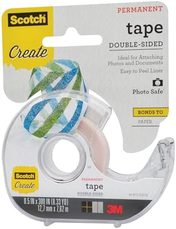 Scotch Create Double Sided Tape for Scrapbooking, Crafts, and School Projects, 1/2 in x 300 in, 1 Roll