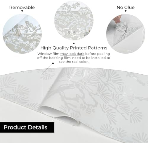 ADD.HERES Stained Glass Window Film, Window Film Decorative, 17.5 x 78.7 in