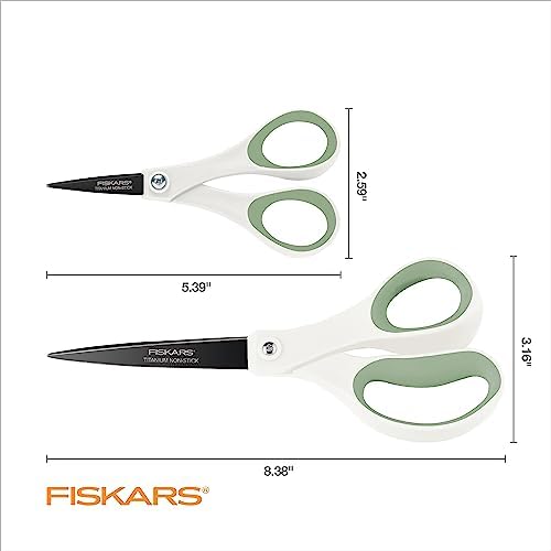 Fiskars 8" & 5" Everyday NonStick SoftGrip All Purpose Scissors Set, 2-Pack