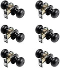 VEVOR 6 Pack Black Door Knobs, Privacy Door Knob with Round Ball, Keyless Exterior & Thumb Turn Lock Interior, All Metal Doorknobs Hardware, Matte Black Modern Design for Bedroom & Bathroom
