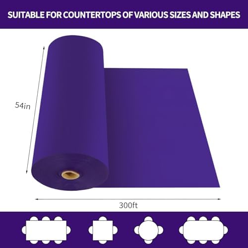 CXPSINC 54 Inch X 300 Feet Plastic Table Cover Roll Disposable Tablecloth with Slide Cutter for All Type/Shape Tables | Party, Banquet, Birthdays, Weddings(Dark Purple, 300 Feet)