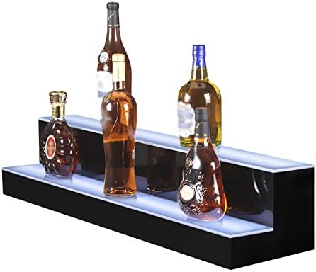 MESAlLUP Acrylic 40 Inch 2 Tier LED Liquor Bottle Display Shelf, Lighted Bar Shelves with APP or Remote Control, Mulit Color Lighting for Home Mini Bars Decor, Restaurants & Party Use