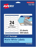 Avery TrueBlock Matte White Rectangle Labels, Sure Feed Technology, 1" x 2", 600 Matte White Labels, Print-to-The-Edge, Laser/Inkjet Printable, Great for Packaging and Product Merchandising