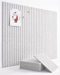 VIVELDA Large Felt Bulletin Board 48 x 36 Inch - 12-Pack Square Acoustic Wall Panels, Cork Board Alternative, NRC 0.95, Damage-Free Adhesive, Slatted Design for Home, Classroom (Marble)
