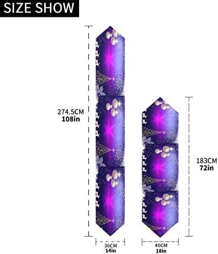ALAZA Double-Sided Christmas Purple Snowflakes Christmas Tree Santa Claus on Deer Table Runner 18x72 Inches Long,Table Cloth Runner for Wedding Birthday Party Kitchen Dining Home Everyday Decor 28