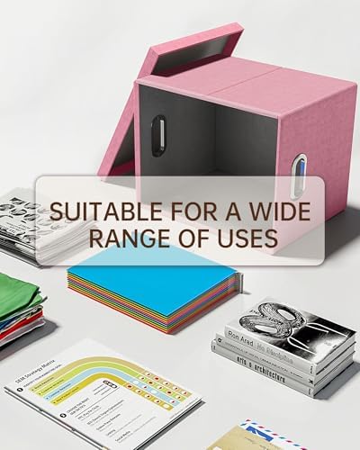Oterri File Organizer, File Box, File Cabinet for Letter File Folder Storage, Portable Storage Bins with Lids for Office/Decor/Home, 1 Pack, New-pink-Box only