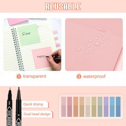 Jutom 39 Pcs Aesthetic Book Annotation Kit,Beige,Floral Style