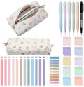 Jutom 39 Pcs Aesthetic Book Annotation Kit,Beige,Floral Style
