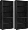 VASAGLE Set of 2 Bookshelves, 5-Tier Open Adjustable Storage Shelves
