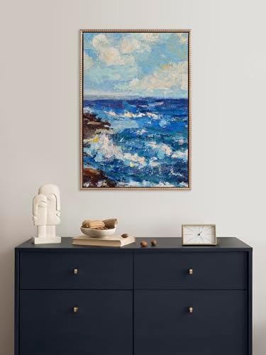 Kate and Laurel Sylvie Beaded Blank Vintage Framed Canvas Wall Art, 23x33 Gold, Modern Empty Canvas for Paint-Your-Own Art, Premium Canvas Already Framed