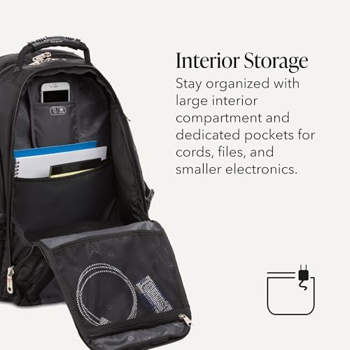 SWISSGEAR 1900 ScanSmart Laptop Backpack, Fits Most 17-Inch Laptops, TSA-Friendly Lay-Flat Design, RFID Protection, and Tablet Pocket, Black, 31L, 18.5-Inch