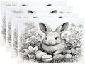Batmerry Bunny with Eggs Flowers Linen Placemats Set of 4, A Bunny Surrounded By Eggs and Flowers Washable Table Mats for Kitchen Table Thickened Heat Insulation Dining Set Indoor Outdoor 12X18 in