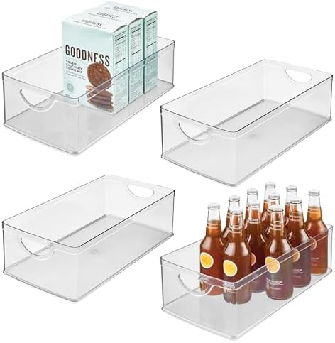 iDesign Stackable Clear Plastic Extra Long Storage Bin, 4-Pack