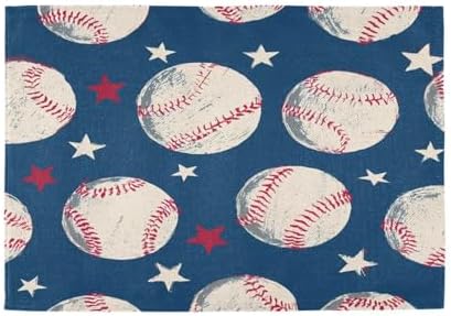 ALAZA Baseball Pattern 1 PC Placemats Rectangle Table Mat for Dining Table Restaurant Kitchen Home Decor, 12" x 18"