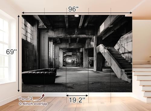 Wall Mural Peel and Stick Design Industrial Interior Large Wallpaper Self Adhesive Contact Paper Removable 3D Wall Sticker for Living Room Bedroom 69"x96"
