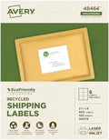 Avery® EcoFriendly Recycled Shipping Labels, 3-1/3" x 4", White, Permanent Label Adhesive, 600 Printable Labels (48464)