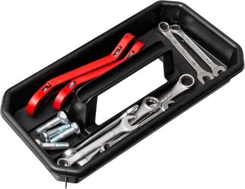 Akro-Mils 14-Inch Plastic Toolbox with Removable Tray, Steel Latch & Padlock Eye, Industrial-Grade Tool Box for Tools, Crafts, First Aid & Hobby Supplies, 14" x 8" x 8", Made in USA, Black (09514)