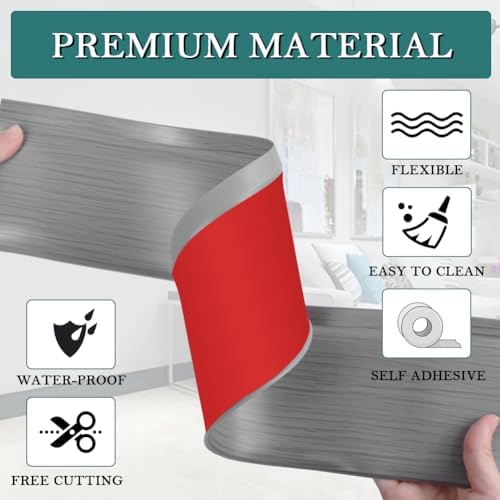 LSGCQ Vinyl Baseboard Molding Trim 4 Inch Self-Adhesive Vinyl Wall Base