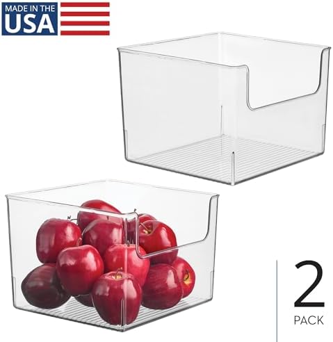 iDesign Open-Front Storage Bin, Clear, Set of 2