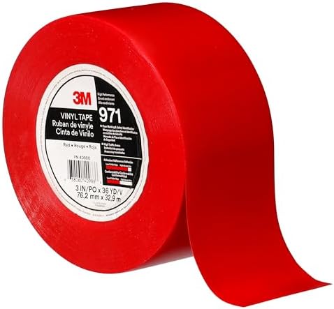 3M Durable Floor Marking Tape 971, Red, 3 in x 36 yd, 17 mil, 1 Roll
