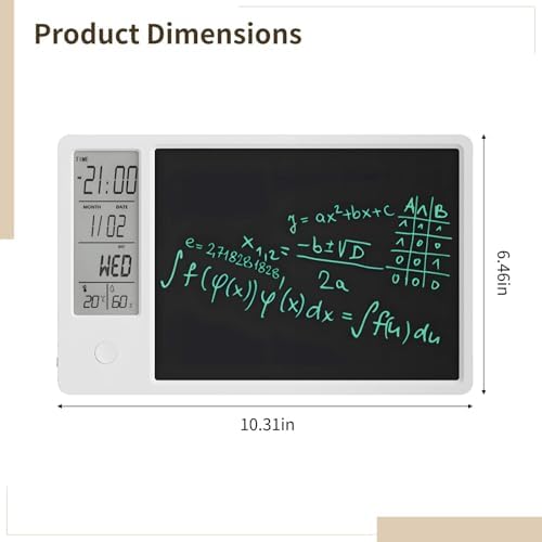10.3 in LCD Desk Calendar Writing Tablet, Dementia Clock with Note Board, Rechargeable Task Planner Display for Retirement Gifts