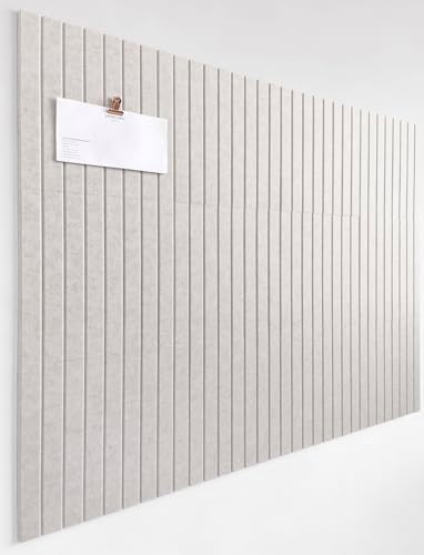 Slated Felt Bulletin Board Tiles | Cork Board Alternative for Walls | Wall Panels for Office & Home Decor | Aesthetic Pinboard & Photo Board | 12-Pack (11.8" x 11.8") with Adhesive | Ivory