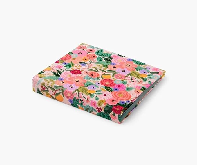 RIFLE PAPER CO. Garen Party Classic Binder w/Soft-Touch Illustrated Cover | 1" 3-Ring Binder, Holds 175 Pages, 3 Tabbed Dividers, Double-Sided Pocket Folder, 6 Adhesive Labels, Reinforced Metal Corners