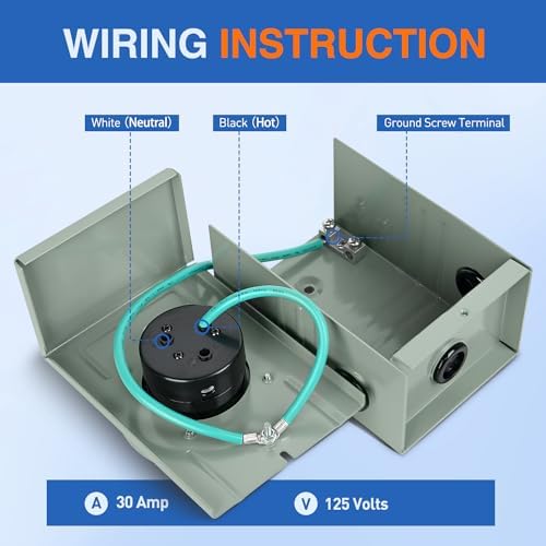 Nilight 30AMP Generator Power Inlet Box Pre-drilled ETL Listed NEMA L5-30P