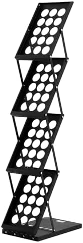 VEVOR Foldable Magazine Display Rack, 4-Tier Brochure Literature Display Stand, Portable Catalog Brochure Holder Stand with Carrying Bag for Office Trade Show Exhibitions, 4 Pockets